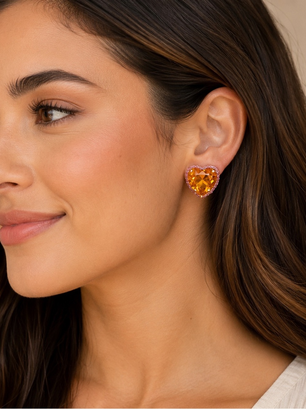 Mariana "A Stroll in Sorrento" Heart Crystal Srud Earrings-Rose Gold